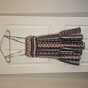 Shein Strappy Open Back Tie Multicolored Pattern Dress Size S